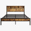 Queen Bed Frame with Storage Headboard and Charging Station - Black