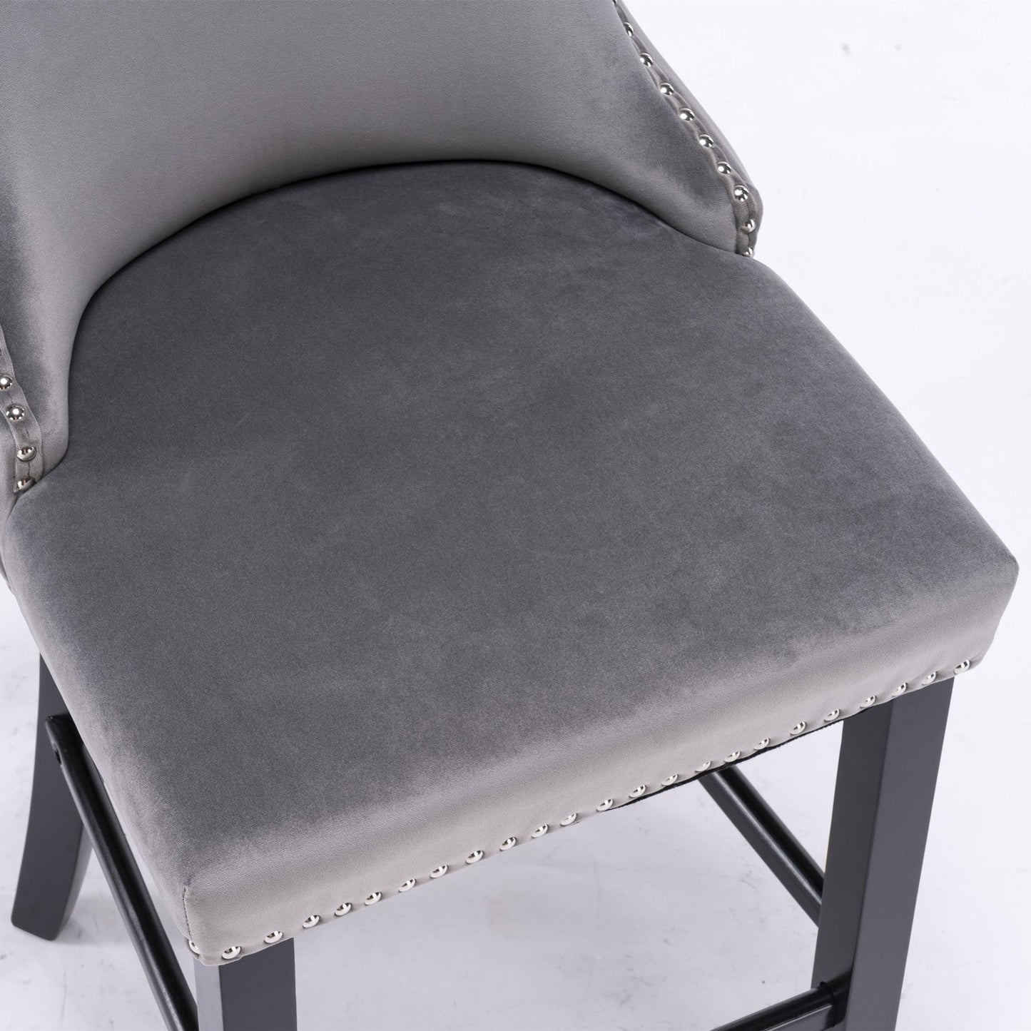 Conjunto de Taburetes de Barrotes de Terciopelo Contemporáneo - Gris