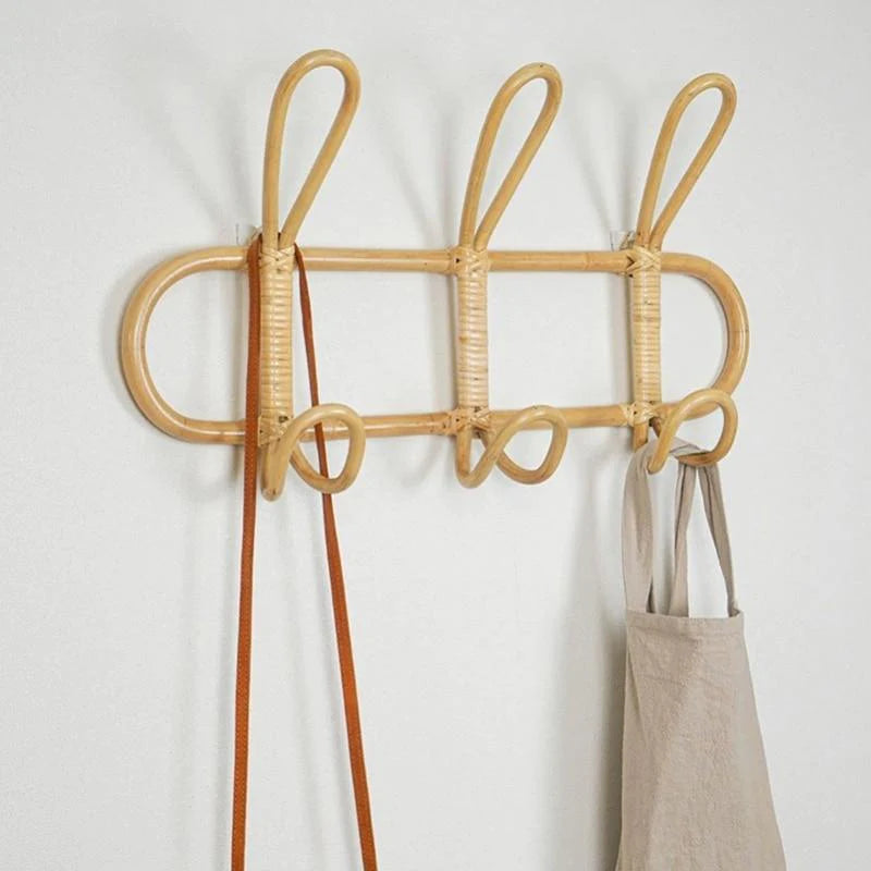 Kids Room Decor Hanger Rattan Wall Hooks Kids Garments Organizer Rack Clothes Hat Hanging Hook Rattan Hanger - Korvel