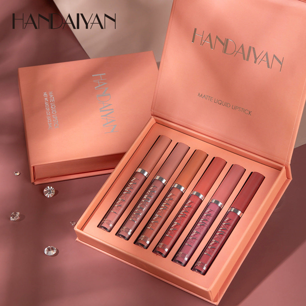 HANDAIYAN Set de Brillos Labiales de 6 Piezas en Caja de Regalo Elegante