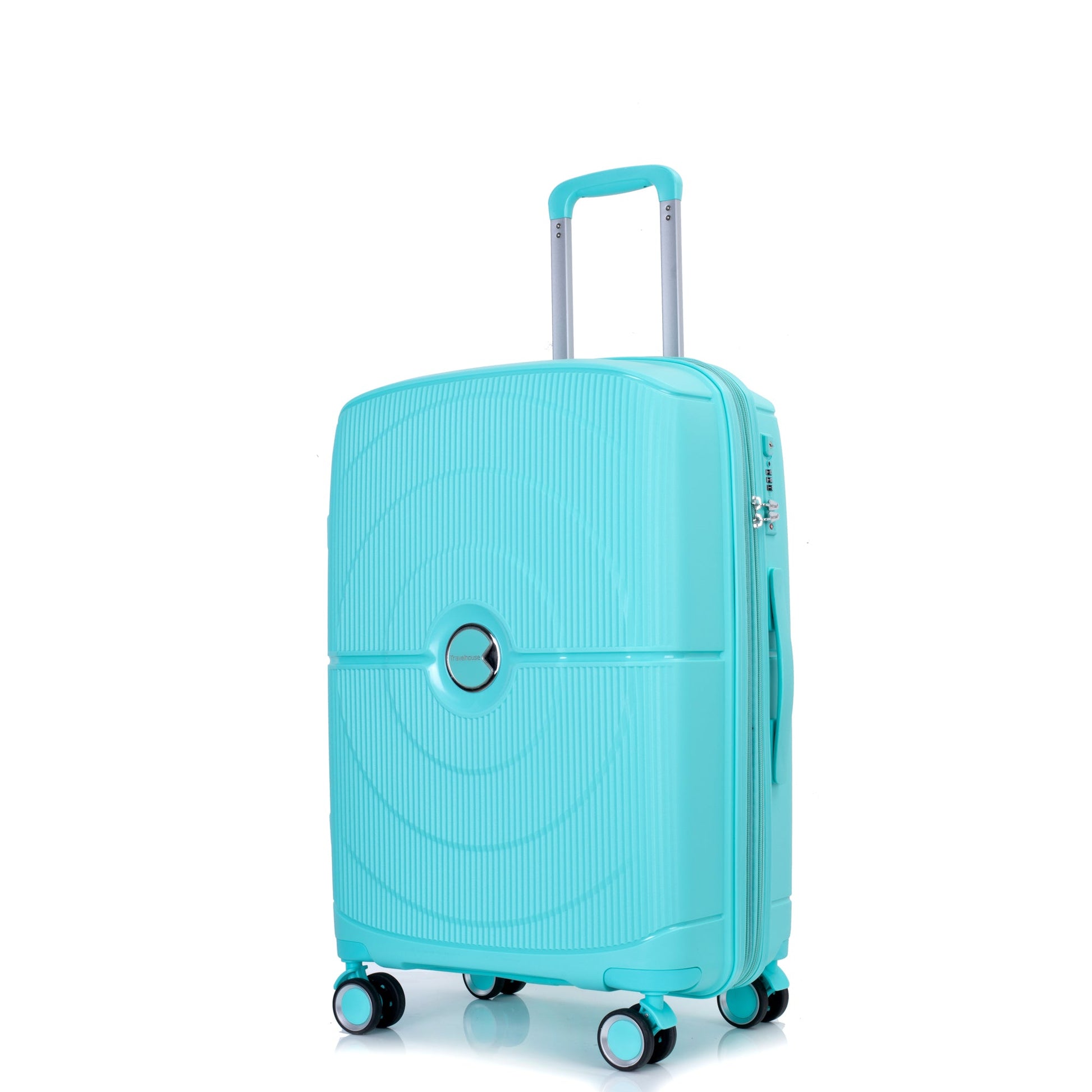 Expandable Hardshell Suitcase Double Spinner Wheels PP Luggage Sets Lightweight Durable 3-Piece Set (20/24/28) , Lake Blue - Korvel