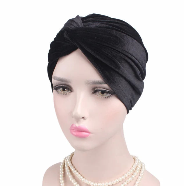 Women Velvet Turban Hat Headband Muslim Hijab Caps Female Soft Bandana Headband Hijabs Head Wrap Hair Accessories Supplies - Korvel