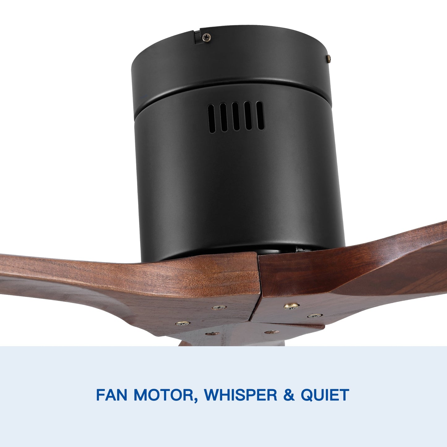 Ventilateur de plafond rustique YUHAO 52" - Fini noir mat et pales en bois
