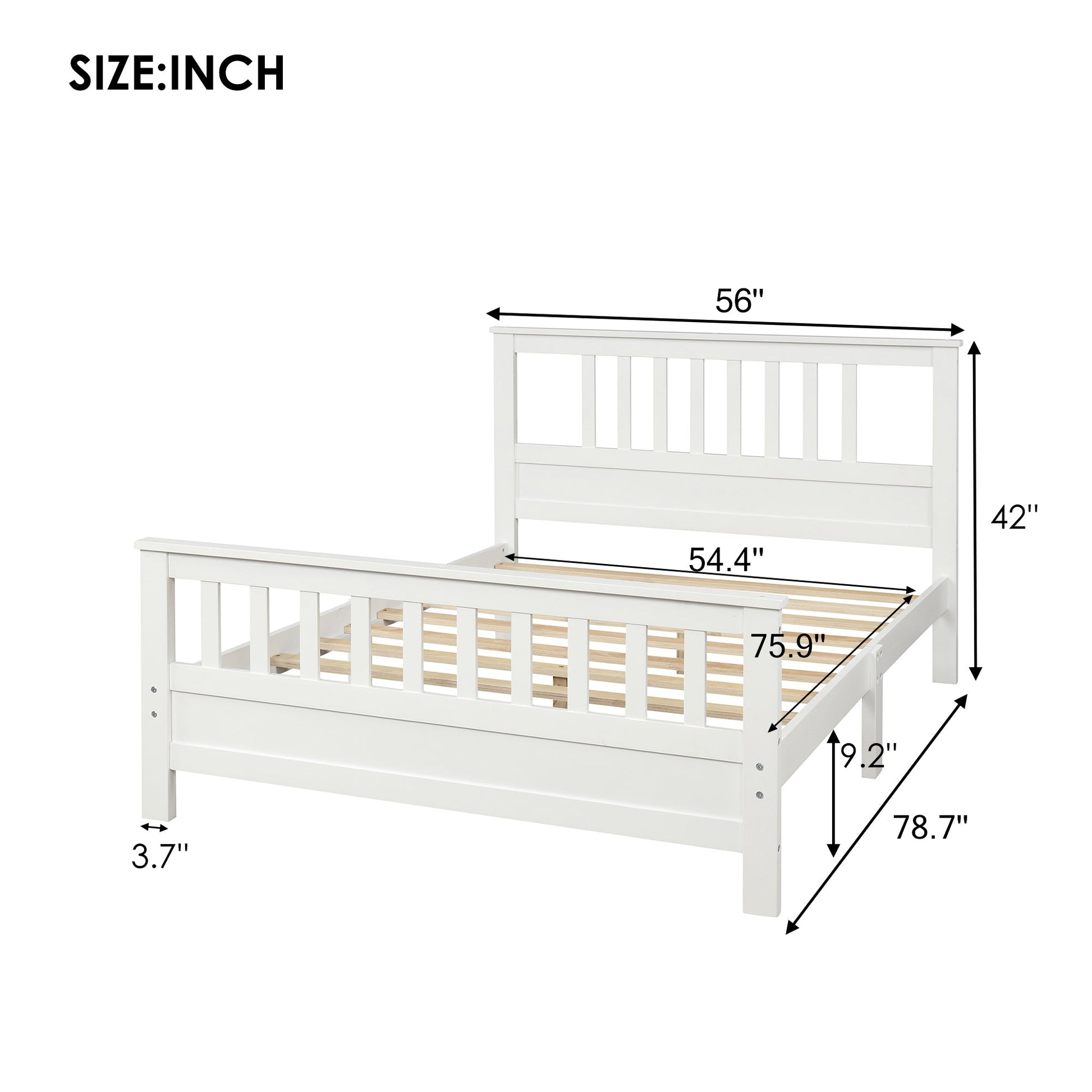 Wood Platform Bed with Headboard and Footboard  Full - Korvel