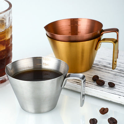 304 Stainless Steel Espresso Measuring Cup Small 100ml Espresso Shot Cup Dishwasher Safe V-Shaped Mouth - Korvel