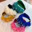 Fashionable Handmade Fabric Crystal Beads Simulated Flower Hair Hoops - Korvel