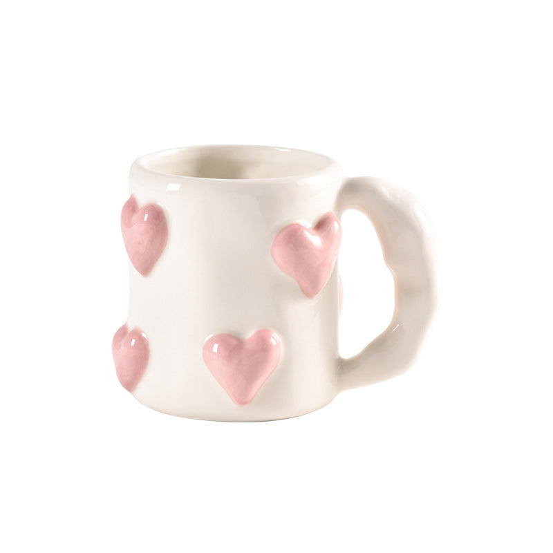 Peach Heart Ceramic Mug - Elegant Pink Design