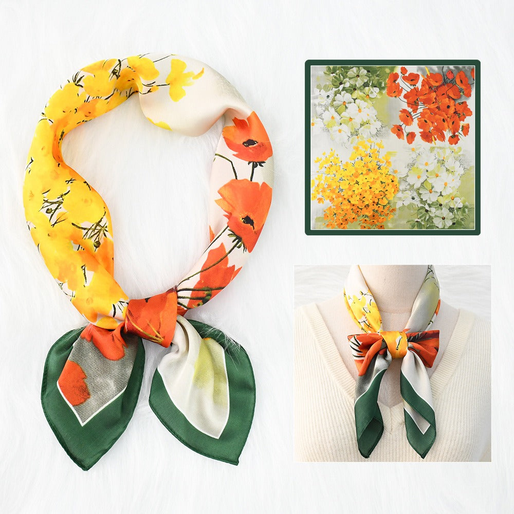 Silk Scarf Women's Sunscreen Beach Imitation Silk Versatile Silk Scarf Neckband - Korvel