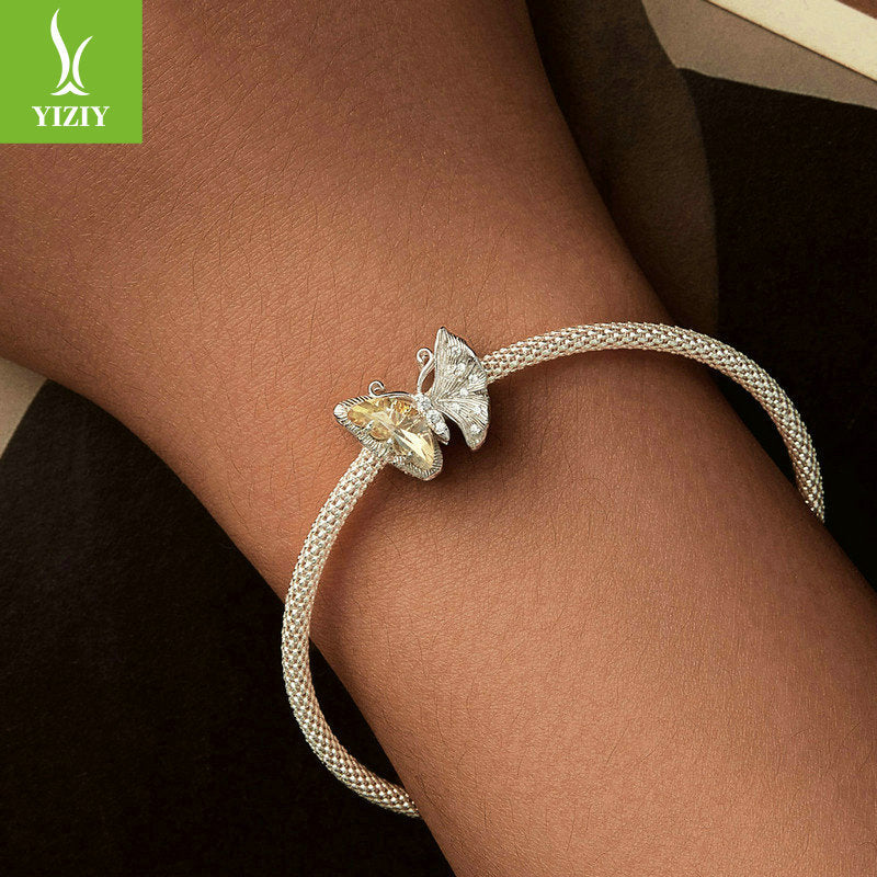 Perles de bracelet DIY Yinziyun Ginkgo Butterfly - Argent S925