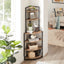6-story corner open bookshelf modern bookshelf wooden frame independent bookshelf unit, country brown - Korvel