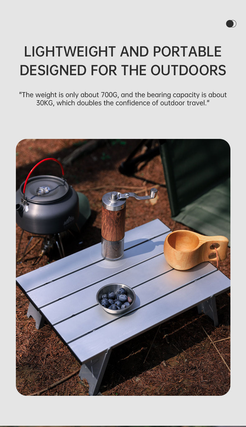 Black Lightweight Portable Folding Ultralight Roll Up Mini Aluminum Picnic Camping Table Foldable For Outdoor Hiking - Korvel