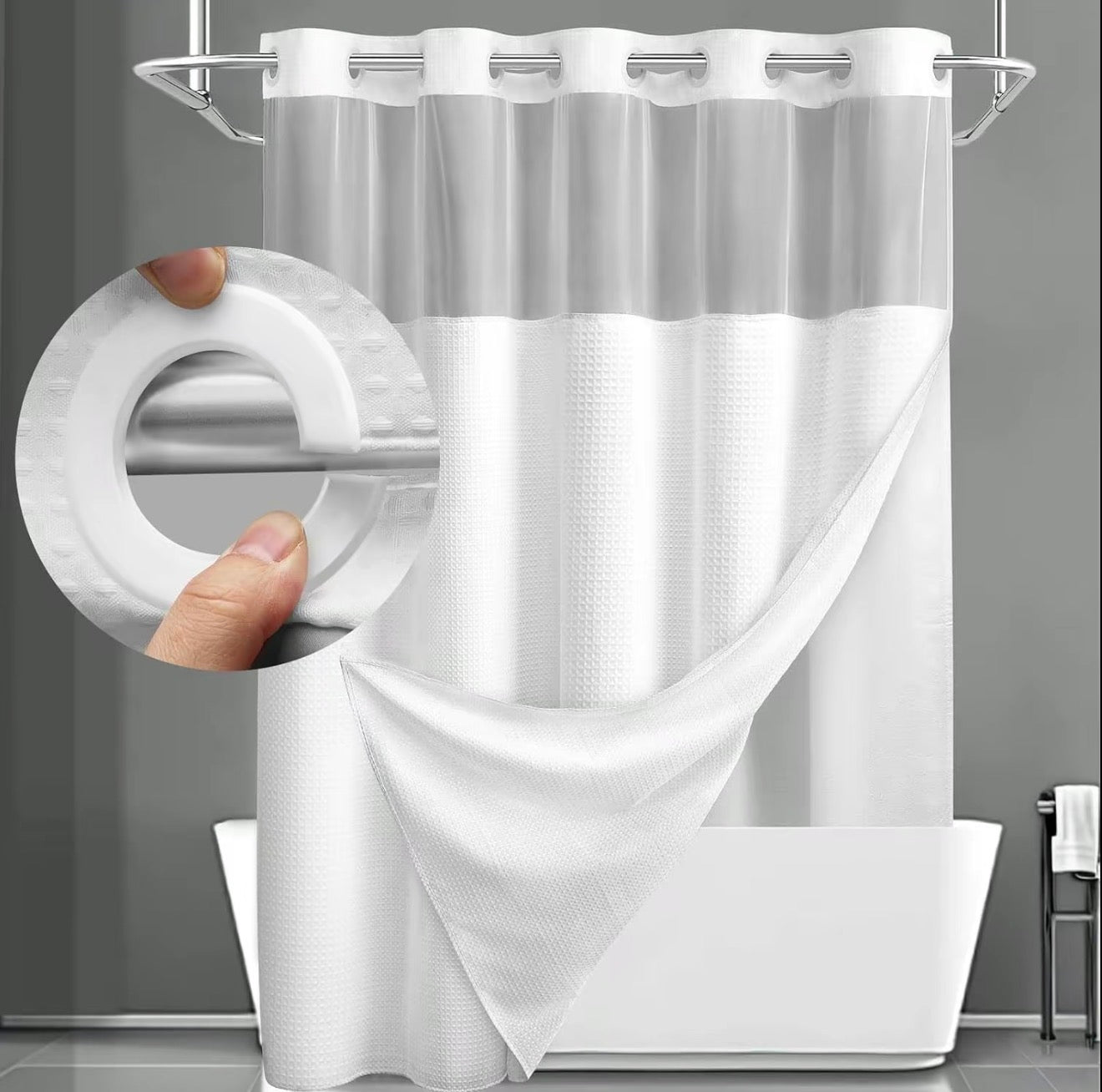 Rideau de douche à double couche SnapLiner
