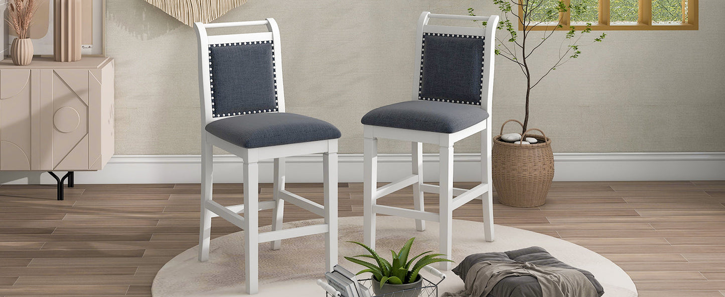 Ensemble de salle à manger surélevé en bois TOPMAX 3 pièces - Blanc et gris