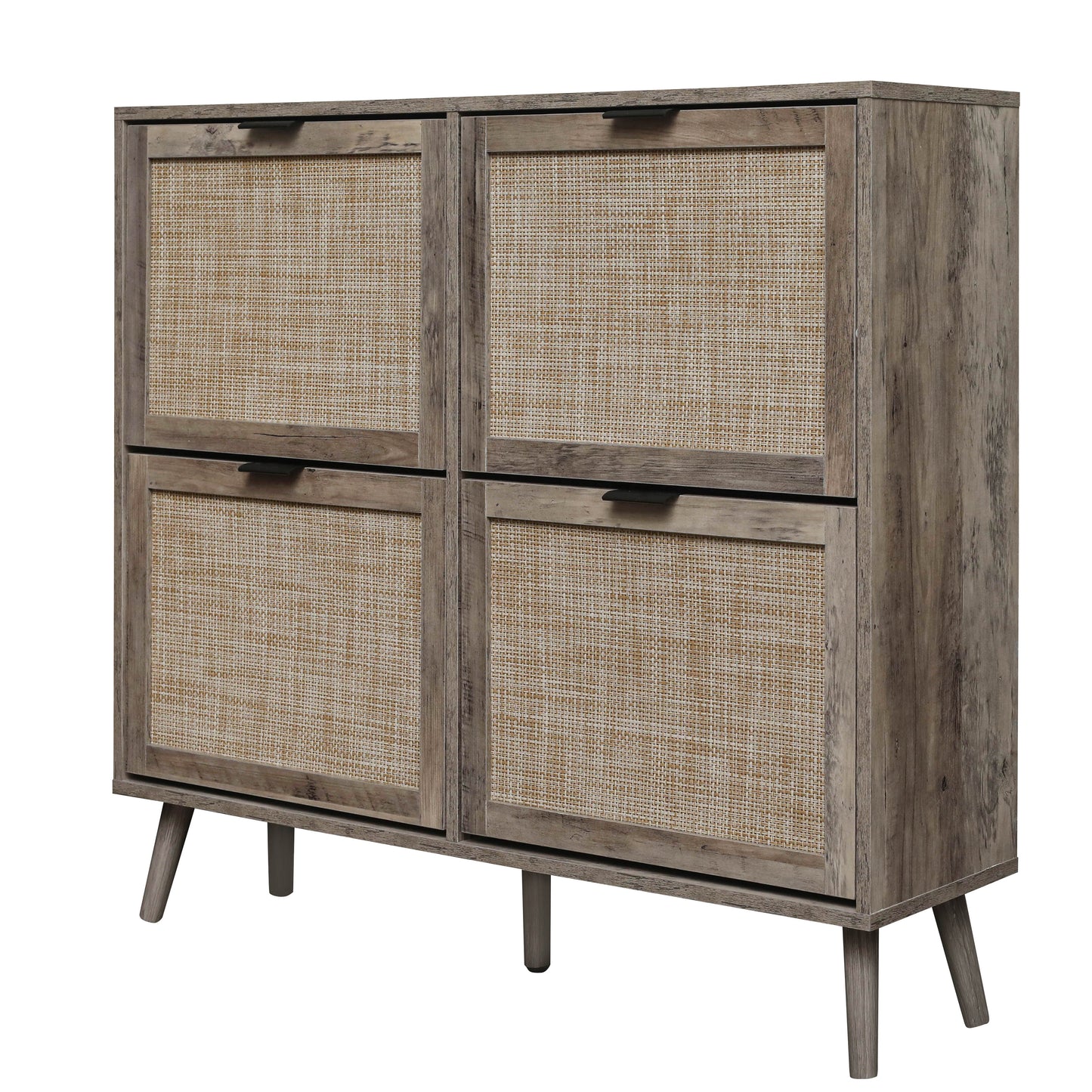 4 Door Shoe Rack, Freestanding Modern Shoe Storage Cabinet, for Entryway - Korvel