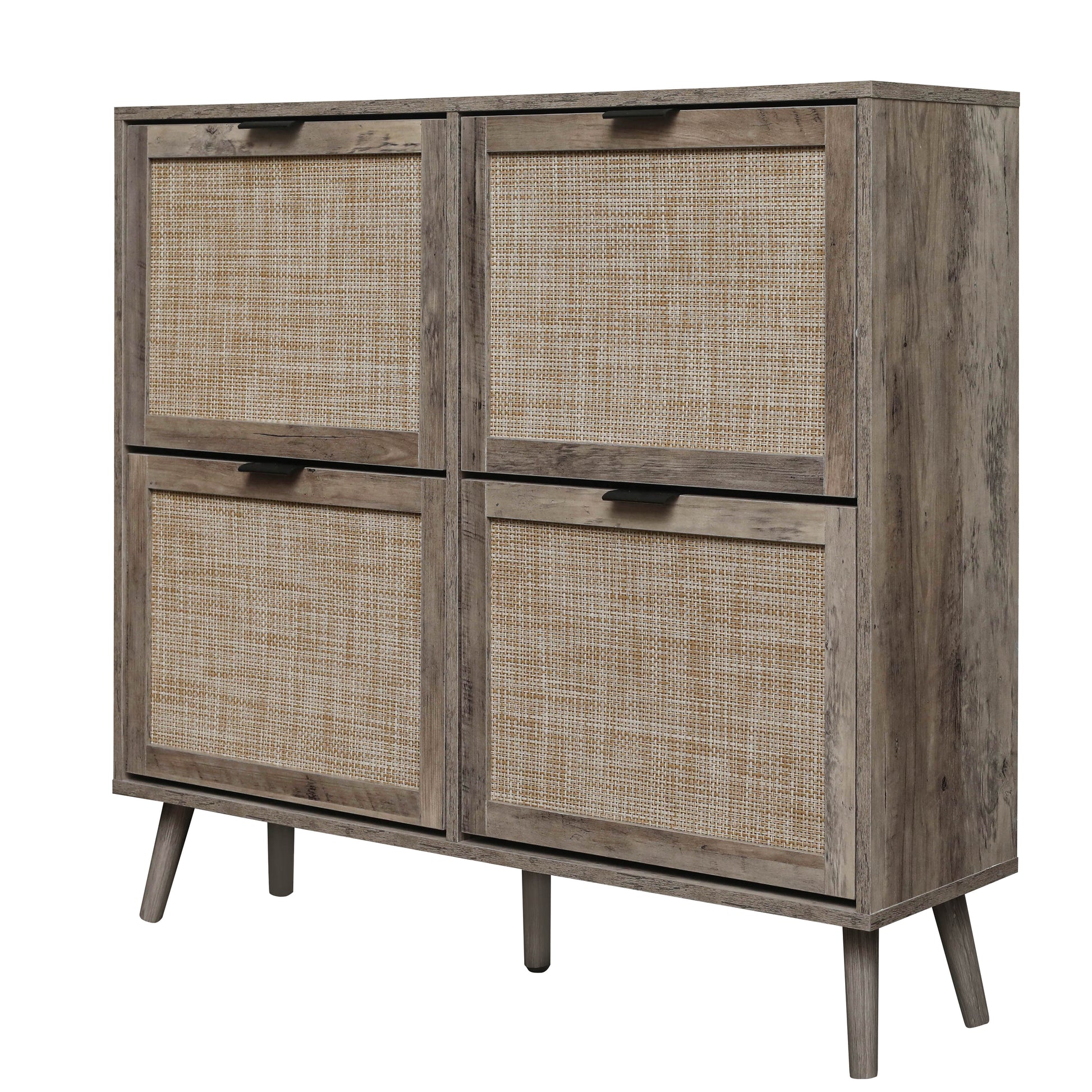 4 Door Shoe Rack, Freestanding Modern Shoe Storage Cabinet, for Entryway - Korvel