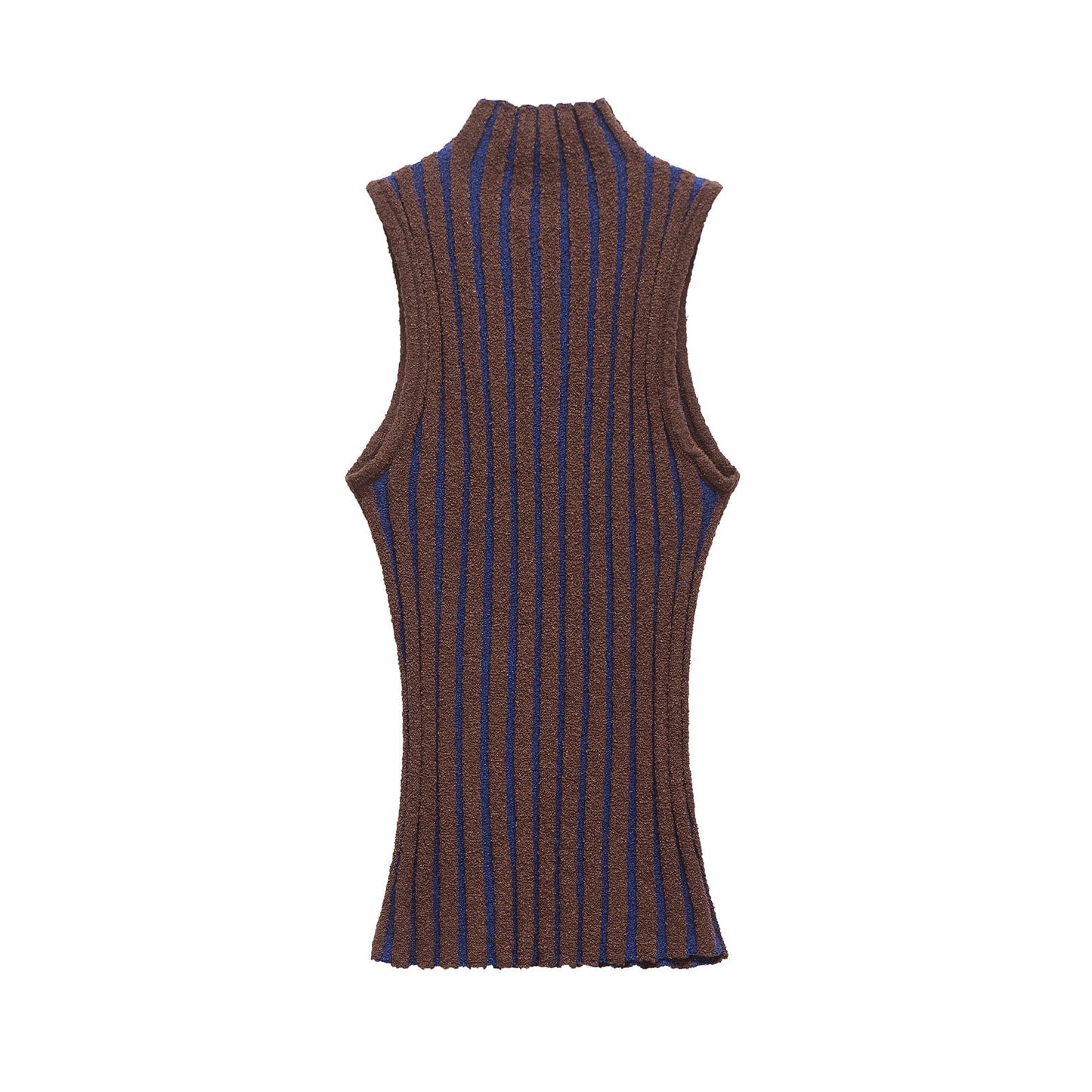 Half high neck sleeveless slim knit sweater for women - Korvel