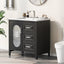 30" Bathroom Vanity with Sink, Bathroom Vanity Cabinet with Two Drawers and Door, Adjustable Shelf, Solid Wood and MDF, Black - Korvel