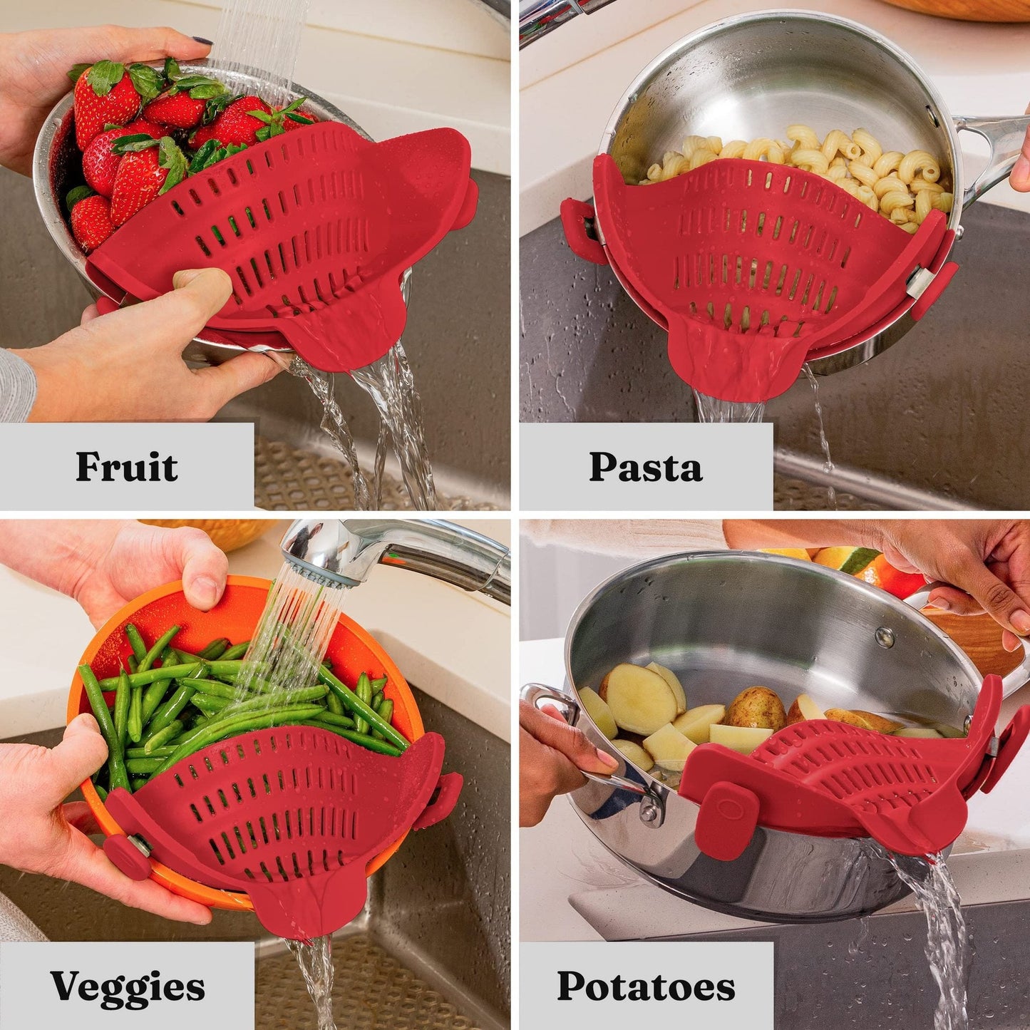 Silicone pasta filter wide mouth drain water filter vegetable and fruit filter clamp pot edge drain block - Korvel