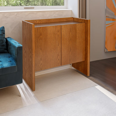 Walnut colored side panels, buffet cabinet with storage, 33.9 inches x 15 inches x 31.5 inches - Korvel