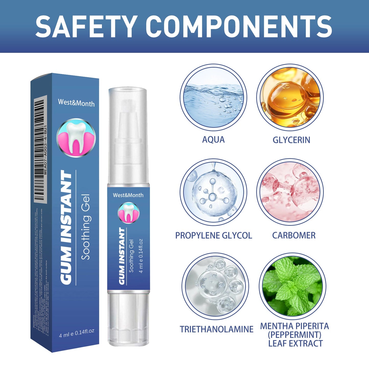WestMonth Gum Instant Soothing Gel, Relieve Gums Swelling And Pain Clean Teeth Plaque Stains And Whiten Teeth Gel - Korvel