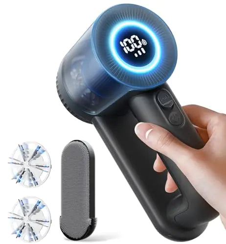 Removedor de pelusa recargable con 3 cuchillas de acero inoxidable y pantalla LED