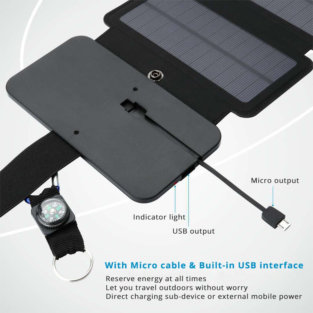 Lerranc Portable Folding Solar Charger - 10W Power Bank