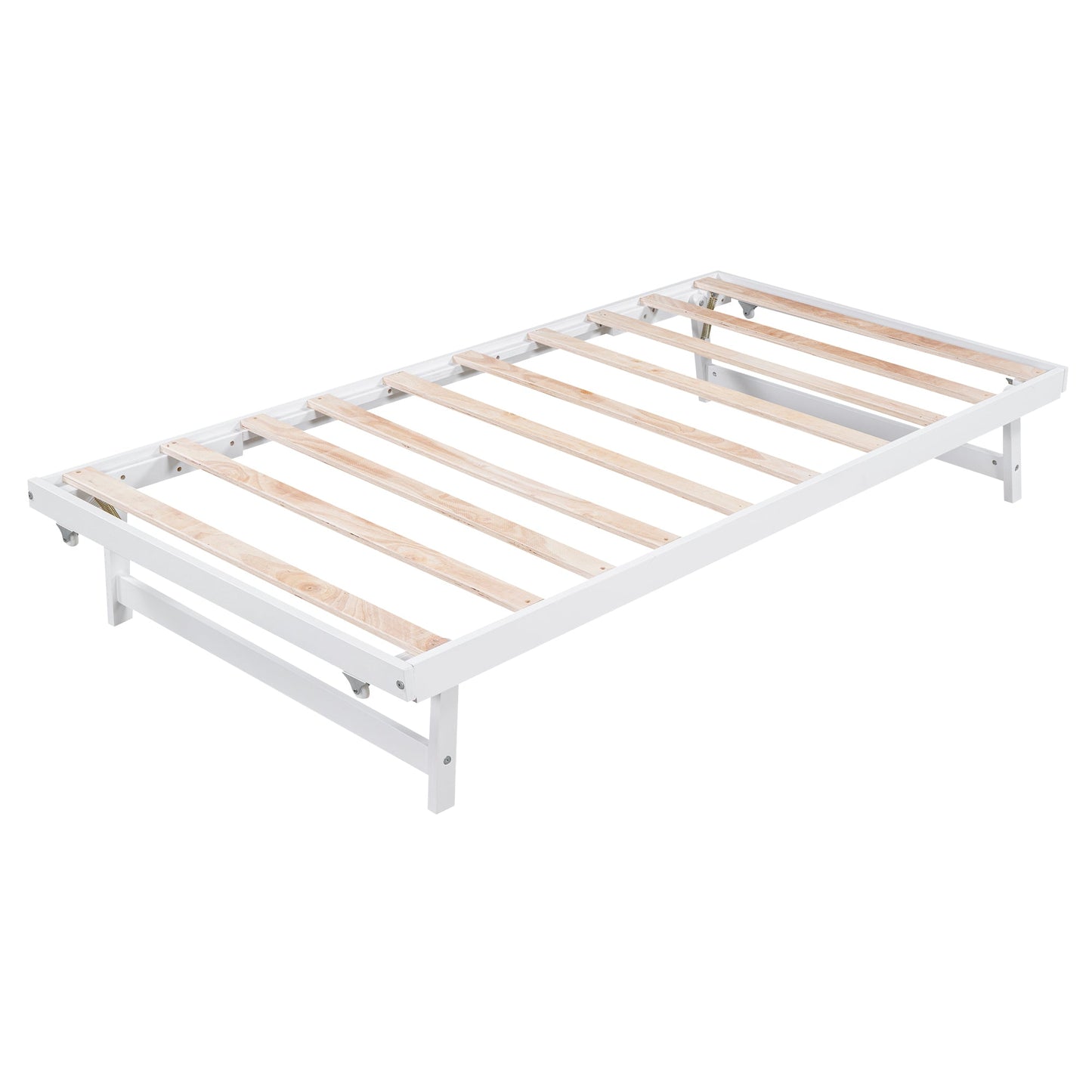 Lit plateforme de taille complète avec trundle ajustable - Blanc