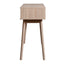 Kitchen Mid-Century Table Writing Desk with 2 Push-pull White Panel Drawers and Wood Legs, Natural Color - Korvel