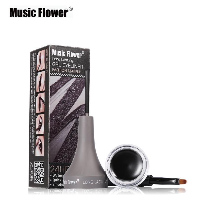 Music Flower 5 colors Waterproof Eyeliner Gel Eye Makeup Eye Liner With Brush 24 Hours Long-lasting Eyelid Black Cosmetic Gel - Korvel