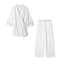 Style Women's Fashion Casual Rolled Edge Double-Breasted Jacket Wide Leg Pants - Korvel