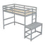 Twin High Loft Bed with Ladder landing Platform, Ladders, Guardrails,Grey - Korvel