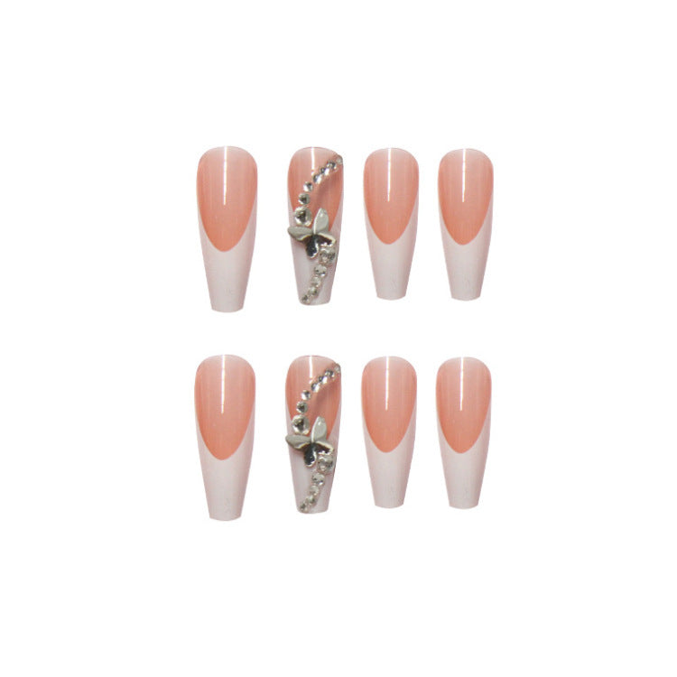 Long Wearing Nails 24 Pieces Of Finished Fake Nails Press On Nails French Ballet Manicure - Korvel