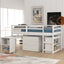 Low Study Twin Loft Bed with Cabinet and Rolling Portable Desk - White (OLD SKU :LP000113AAK) - Korvel