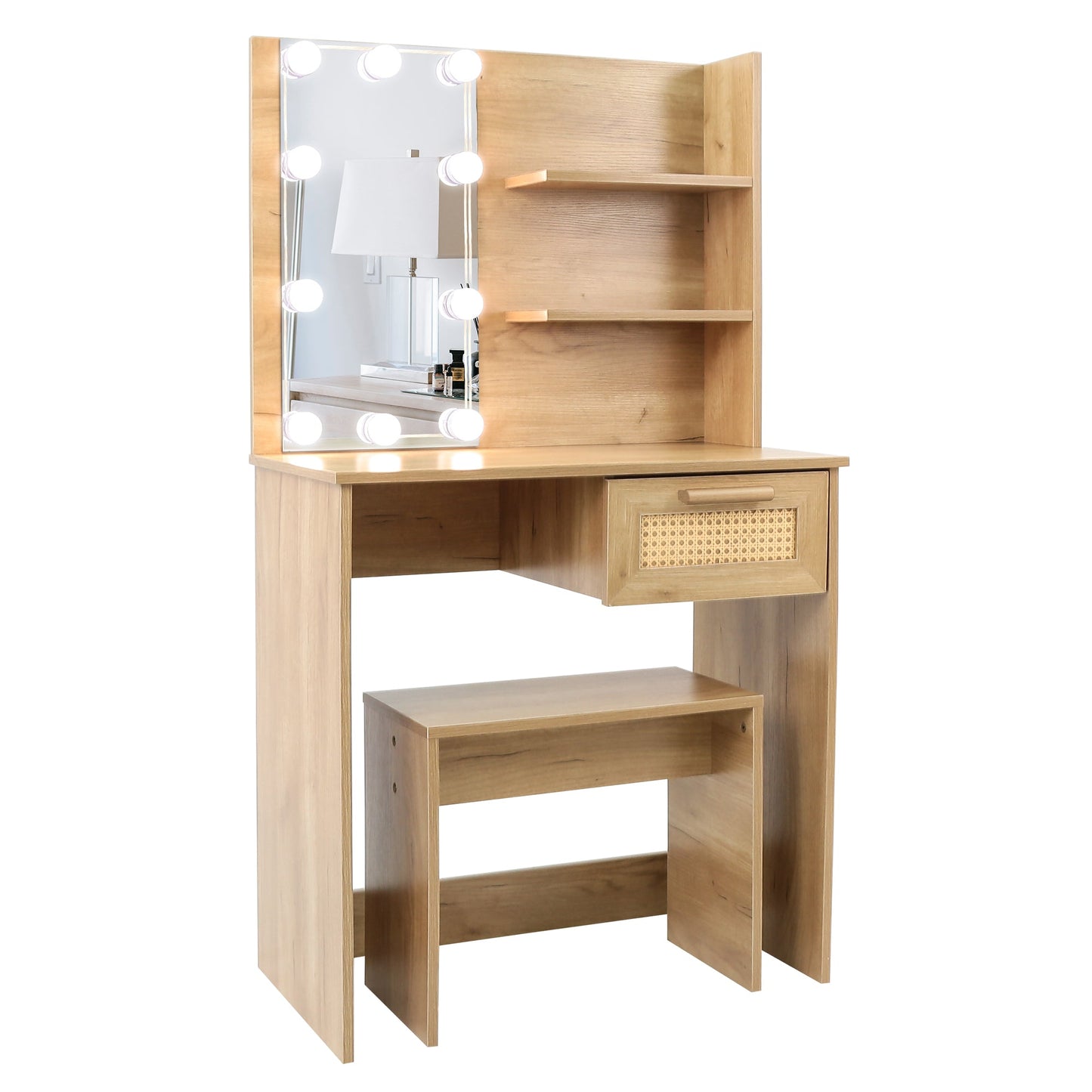 Elegant Bedroom Vanity Set with LED Mirror and Storage