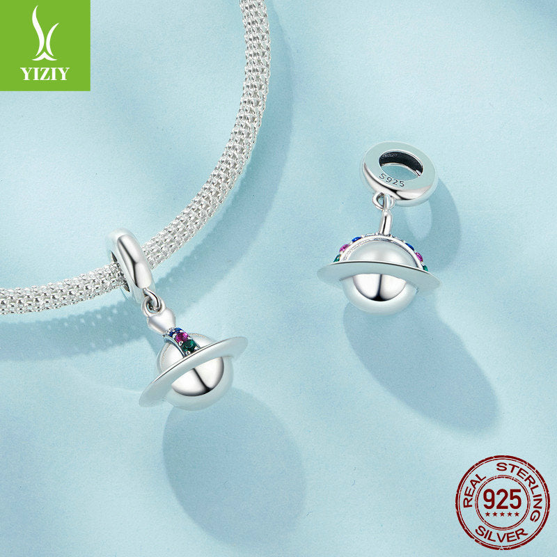 Silver Planet Pendant - Personalized S925 Charm for Bracelets