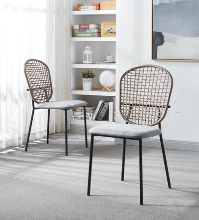 Elegant Black and Gray Sennit Chair Set of 4