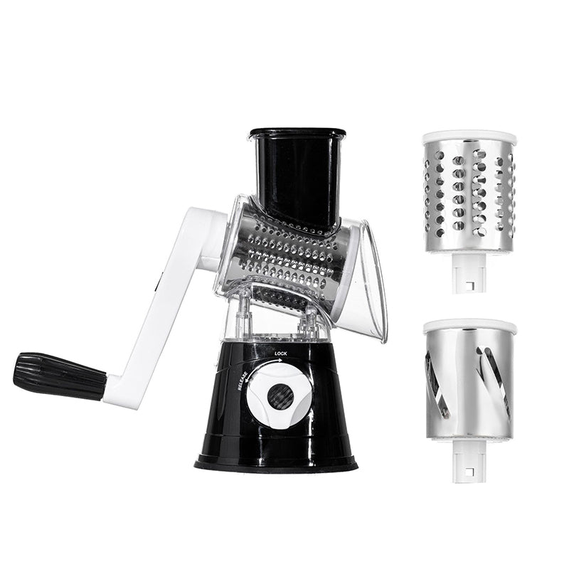 5-in-1 Cheese Grater: Gourmet, Rotary with Hand Crank, 10 Blades (3 Blades-C), for Cheese & Vegetable Slicing. - Korvel