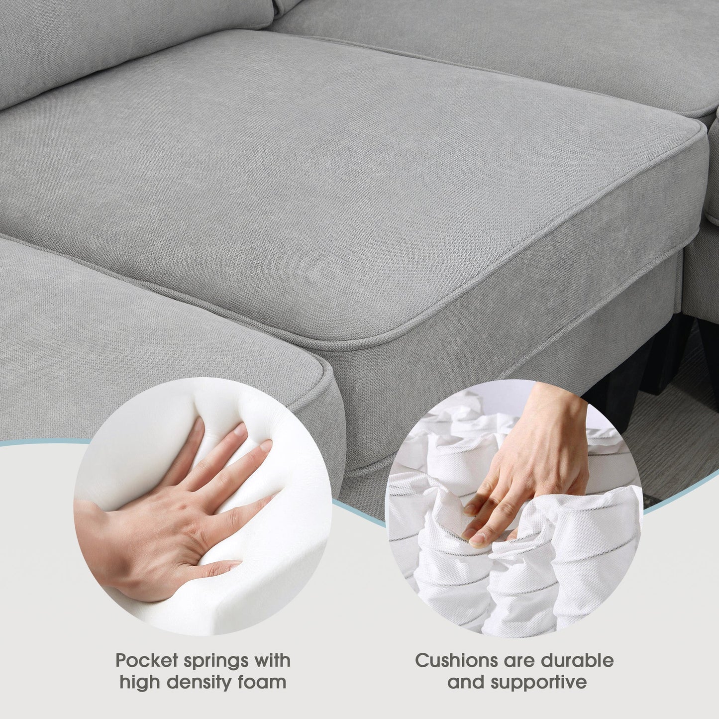 [VIDEO provided] [New] 108*85.5" Modern U Shape Sectional Sofa 7 Seat Fabric Sectional Sofa Set - Korvel