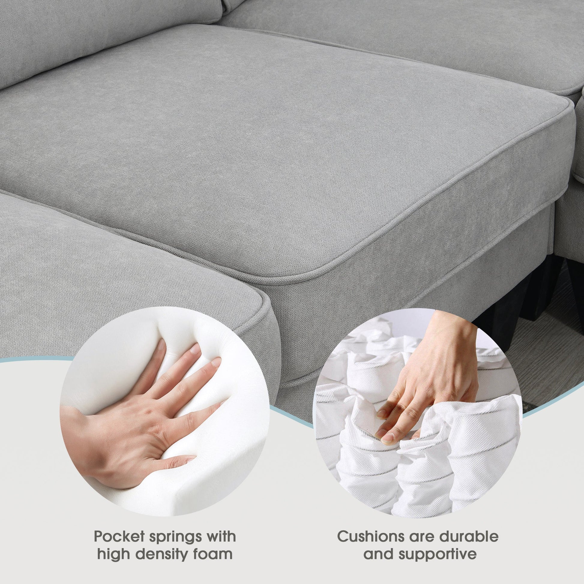 [VIDEO provided] [New] 108*85.5" Modern U Shape Sectional Sofa 7 Seat Fabric Sectional Sofa Set - Korvel