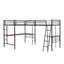 Twin Size Metal Loft Bed with Two Built-in Desks Black - Korvel