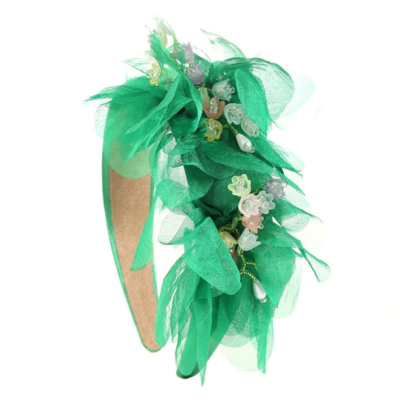 Fashionable handmade fabric crystal flower headband - Korvel