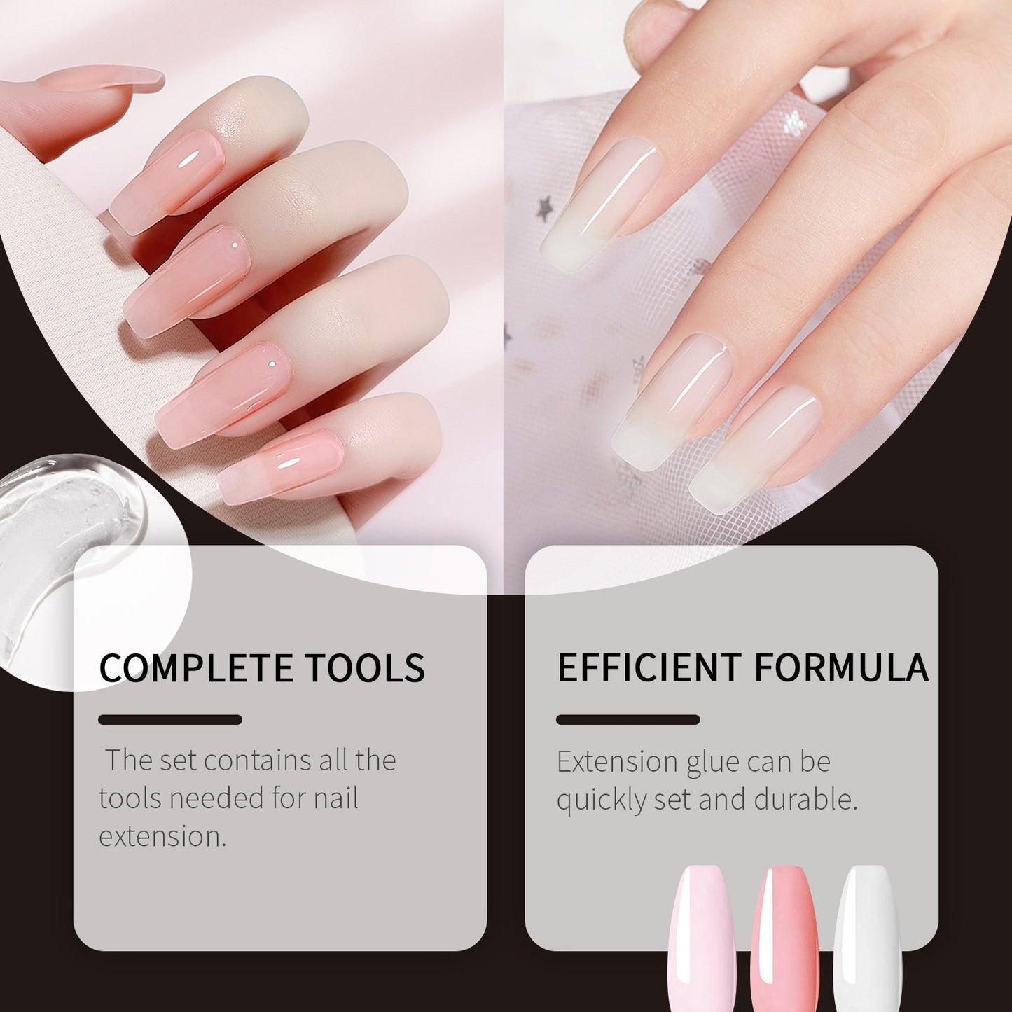 Crystal Extension Nail Set Nail Glue Simple Style Natural Three-Dimensional Modeling Nail Tool Set - Korvel