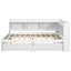 Elegant Full Bed with L-shaped Bookcases and Drawers in White