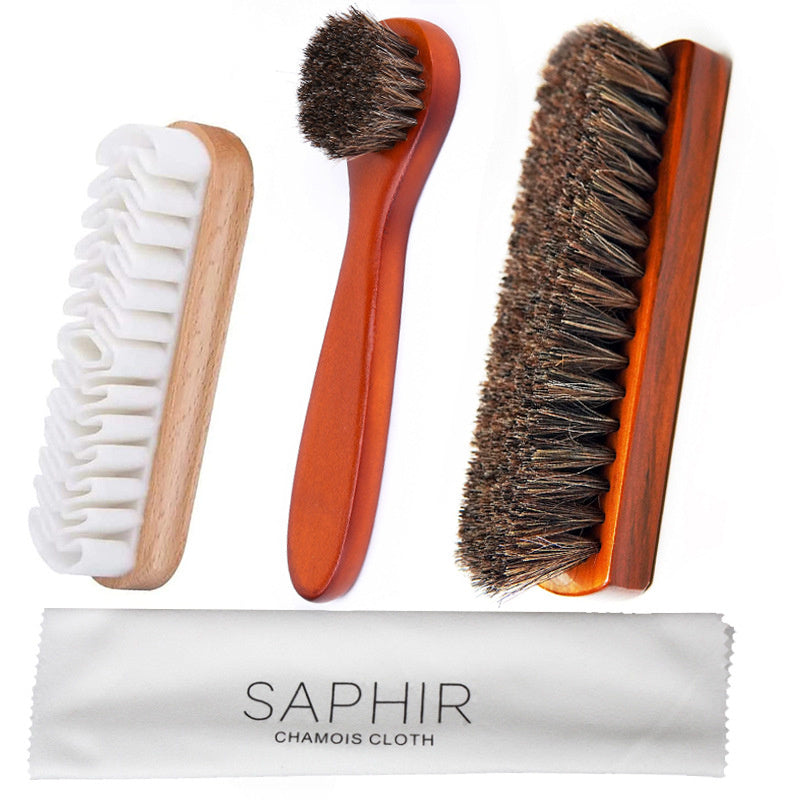 Wood Horsehair Shoe Brush Large Leather Shoe Brush Set Horsehair Shoe Brush Set - Korvel