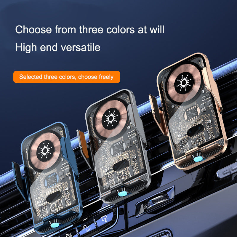 C11 car holder wireless phone charger infrared induction opening and closing navigation punk style transparent phone holder - Korvel