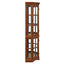 Corner Curio Cabinet with 5 Shelves and Lighting System, Oak(E26 light bulb not included) - Korvel