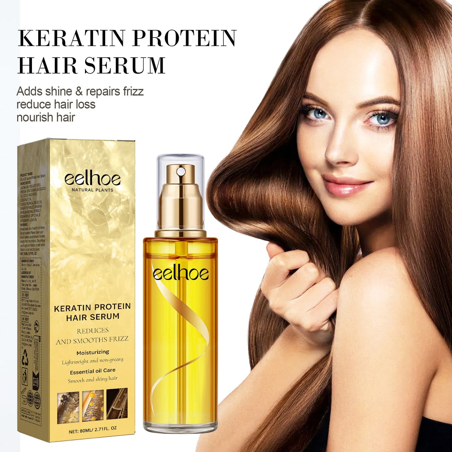 Keratin Hair Essence Spray, Hair Repair To Improve Dry Curly Frizz Pomade Essence - Korvel