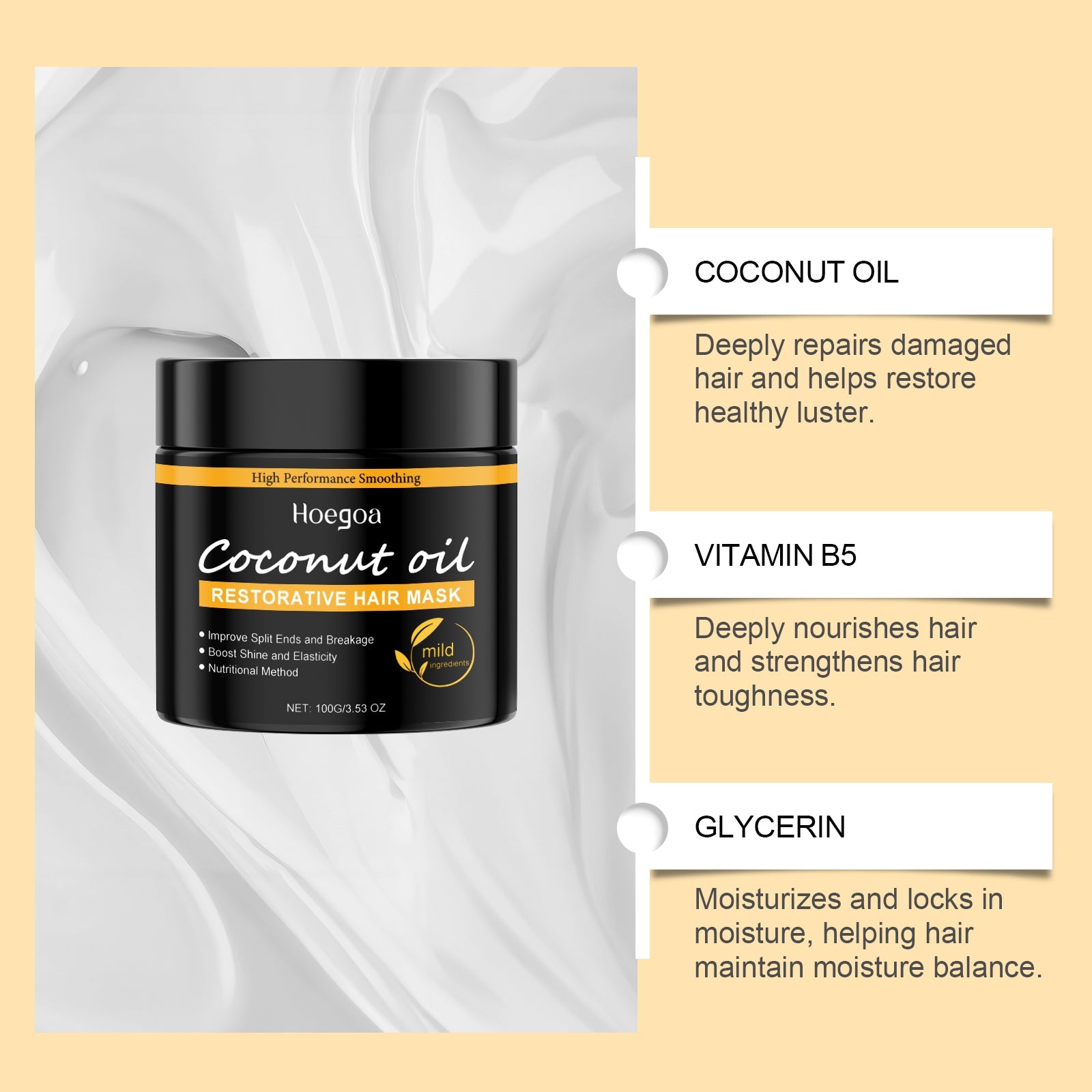Coconut Oil Hair Mask Repair Dry Hair, Smooth And Glossy Hair Care Coconut Oil Hair Mask - Korvel