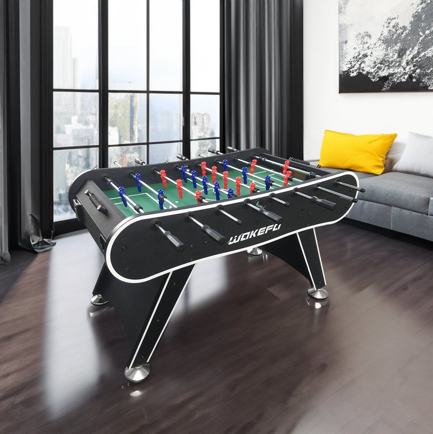 Table Soccer Arcade Game: Table Soccer Table - A match sized soccer table with 2 balls and 2 beverage racks - Korvel