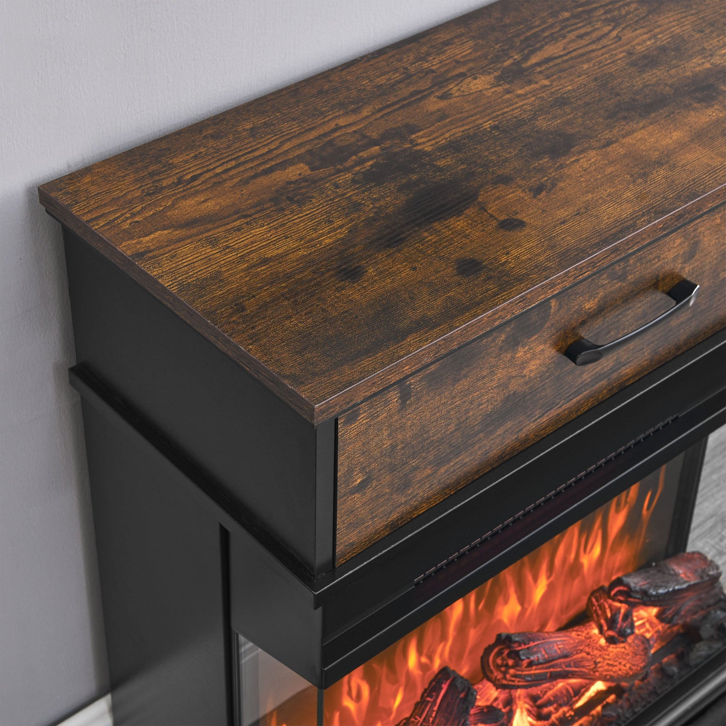 Table d'appoint sur pied de 25 pouces avec cheminée électrique à 3 côtés en verre